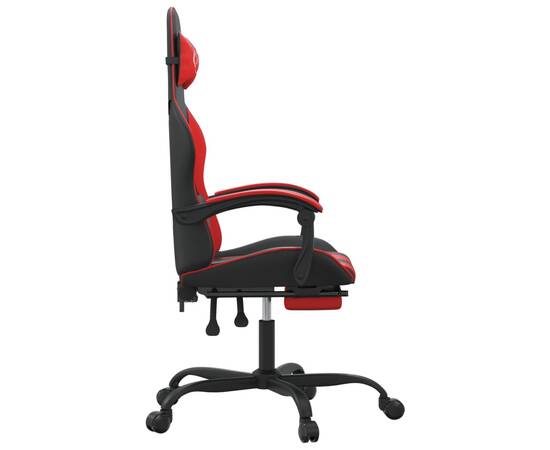 Scaun de gaming cu suport picioare, negru/roșu, piele ecologică, 4 image
