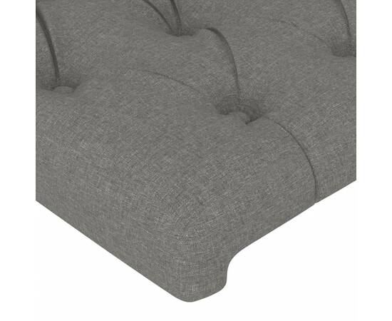 Tăblie de pat cu led, gri închis, 144x7x78/88 cm, textil, 5 image