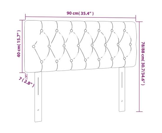 Tăblie de pat cu led, gri închis, 90x7x78/88 cm, catifea, 6 image