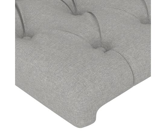 Tăblie de pat cu led, gri deschis, 144x7x78/88 cm, textil, 5 image
