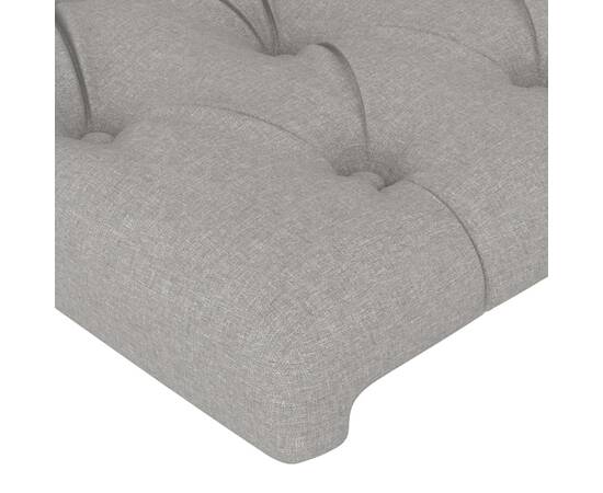 Tăblie de pat cu led, gri deschis, 180x7x78/88 cm, textil, 5 image