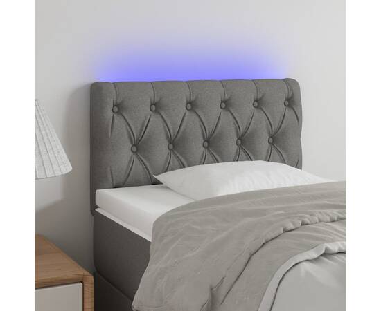 Tăblie de pat cu led, gri deschis, 80x7x78/88 cm, textil