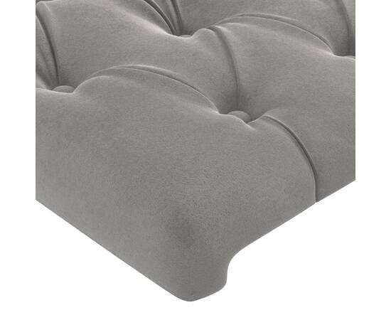 Tăblie de pat cu led, gri deschis, 90x7x78/88 cm, catifea, 5 image