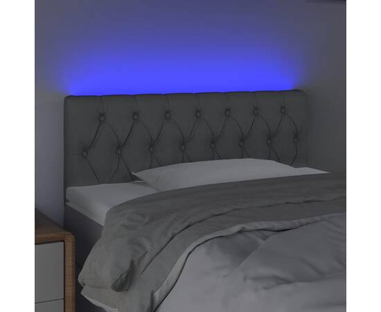 Tăblie de pat cu led, gri deschis, 90x7x78/88 cm, textil, 3 image
