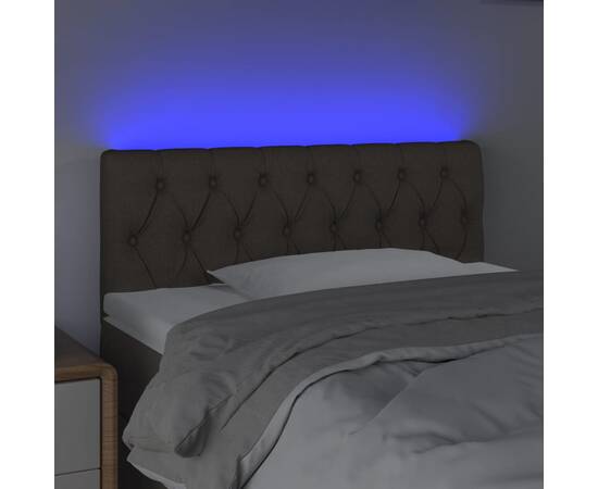 Tăblie de pat cu led, gri taupe, 100x7x78/88 cm, textil, 3 image