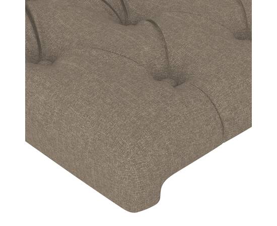 Tăblie de pat cu led, gri taupe, 200x7x78/88 cm, textil, 5 image