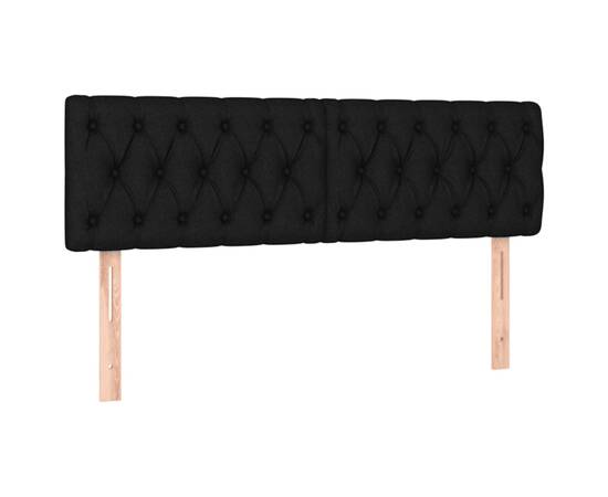 Tăblie de pat cu led, negru, 144x7x78/88 cm, textil, 4 image