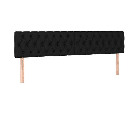 Tăblie de pat cu led, negru, 180x7x78/88 cm, textil, 4 image