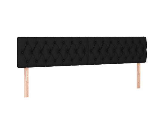 Tăblie de pat cu led, negru, 200x7x78/88 cm, textil, 4 image
