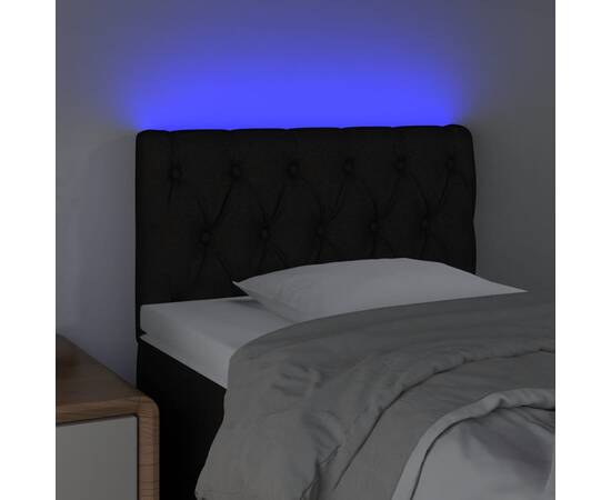 Tăblie de pat cu led, negru, 80x7x78/88 cm, textil, 3 image
