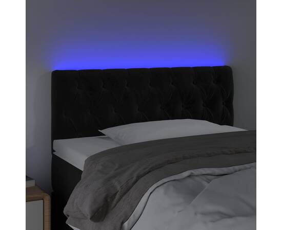 Tăblie de pat cu led, negru, 90x7x78/88 cm, catifea, 3 image