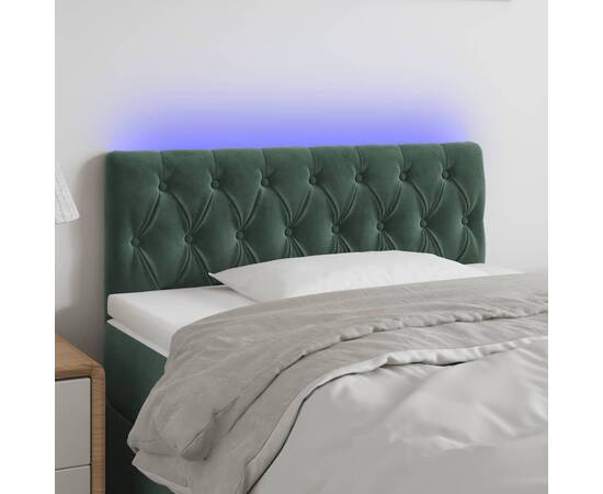Tăblie de pat cu led, verde închis, 90x7x78/88 cm, catifea
