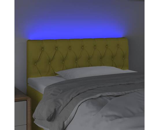 Tăblie de pat cu led, verde, 90x7x78/88 cm, textil, 3 image