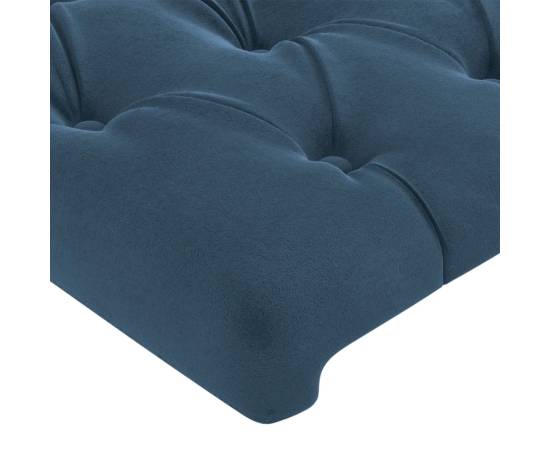 Tăblie de pat cu led, albastru închis, 200x7x78/88 cm, catifea, 5 image