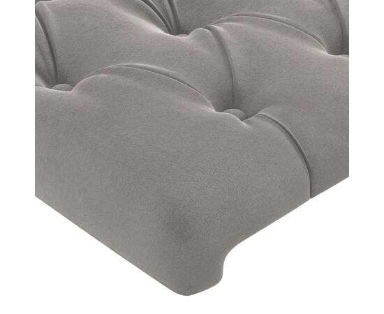 Tăblie de pat cu led, gri deschis, 180x7x78/88 cm, catifea, 5 image
