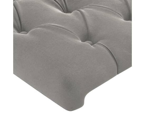 Tăblie de pat cu led, gri deschis, 200x7x78/88 cm, catifea, 5 image