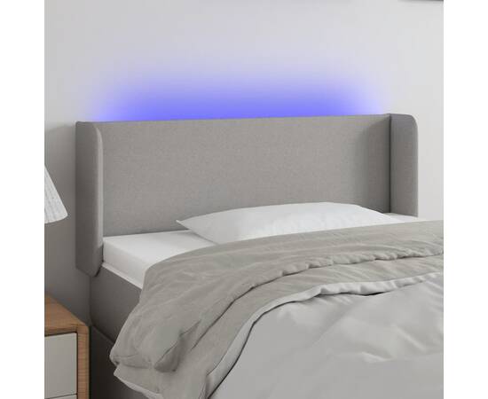 Tăblie de pat cu led, gri deschis, 83x16x78/88 cm, textil