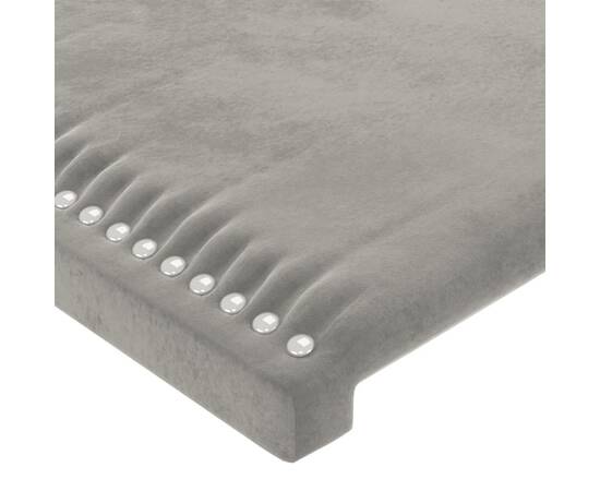 Tăblie de pat cu led, gri deschis, 93x16x78/88 cm, catifea, 5 image