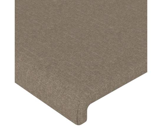 Tăblie de pat cu led, gri taupe, 203x16x78/88 cm, textil, 5 image