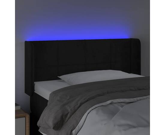 Tăblie de pat cu led, negru, 83x16x78/88 cm, catifea, 4 image
