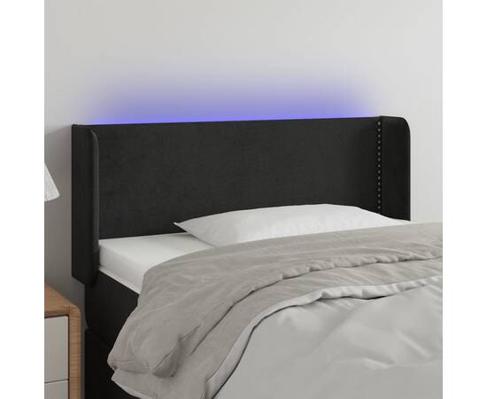 Tăblie de pat cu led, negru, 83x16x78/88 cm, catifea