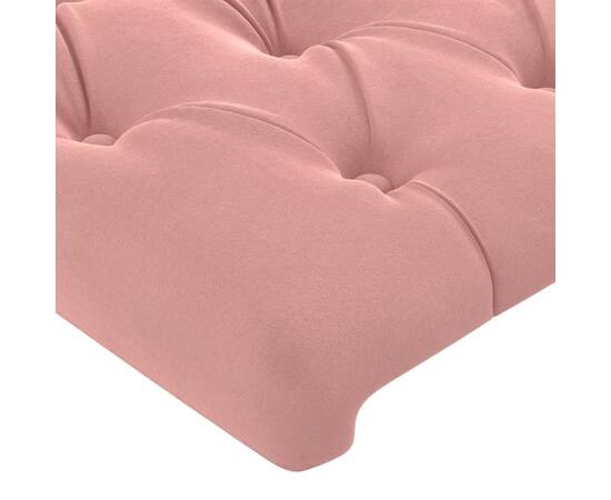 Tăblie de pat cu led, roz, 180x7x78/88 cm, catifea, 5 image