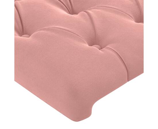 Tăblie de pat cu led, roz, 200x7x78/88 cm, catifea, 5 image