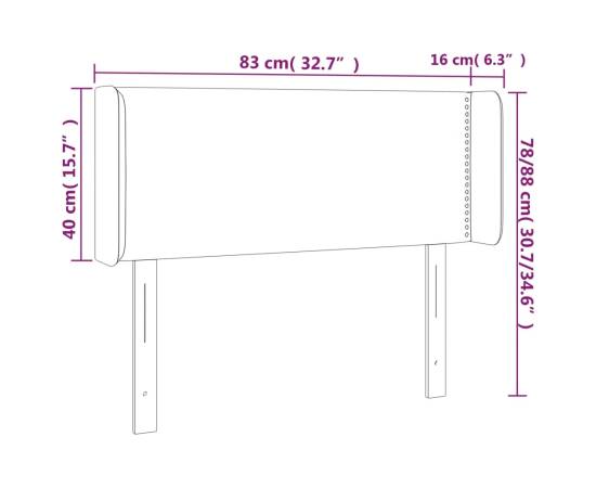 Tăblie de pat cu led, verde, 83x16x78/88 cm, textil, 6 image