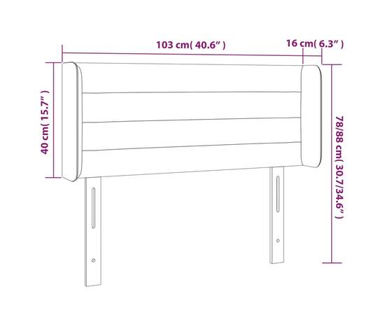 Tăblie de pat cu led, albastru, 103x16x78/88 cm, textil, 6 image