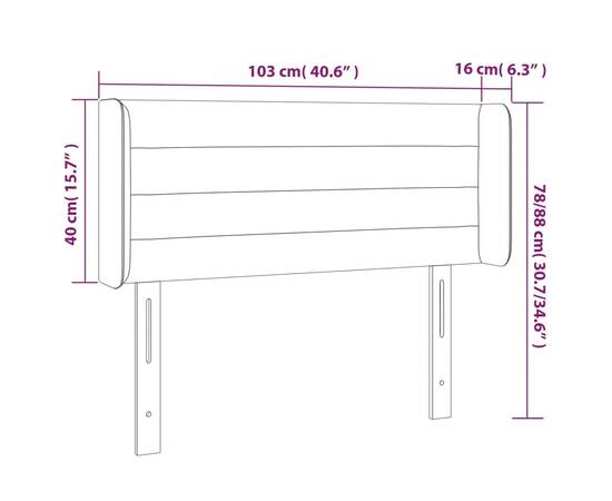 Tăblie de pat cu led, crem, 103x16x78/88 cm, textil, 6 image