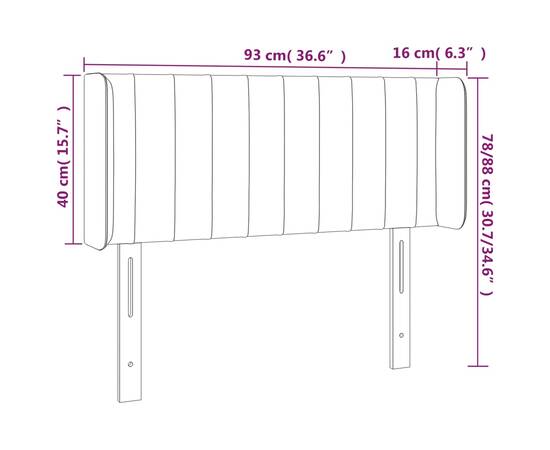 Tăblie de pat cu led, crem, 93x16x78/88 cm, textil, 6 image