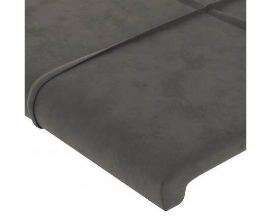 Tăblie de pat cu led, gri închis, 103x16x78/88 cm, catifea, 5 image