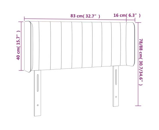 Tăblie de pat cu led, gri închis, 83x16x78/88 cm, textil, 6 image