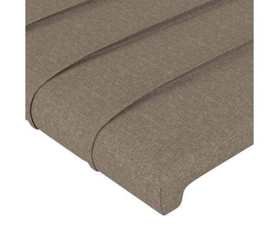 Tăblie de pat cu led, gri taupe, 183x16x78/88 cm, textil, 5 image