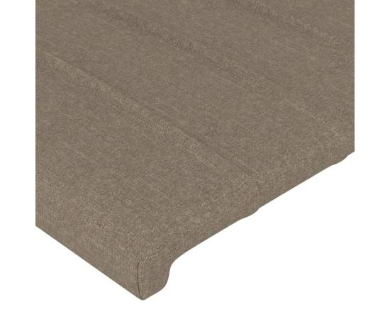Tăblie de pat cu led, gri taupe, 203x16x78/88 cm, textil, 5 image