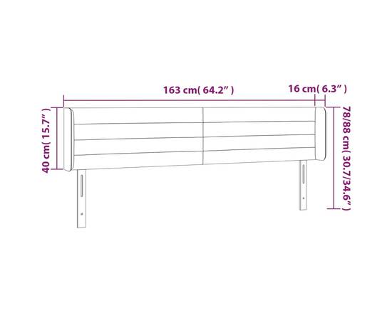 Tăblie de pat cu led, negru, 163x16x78/88 cm, catifea, 6 image