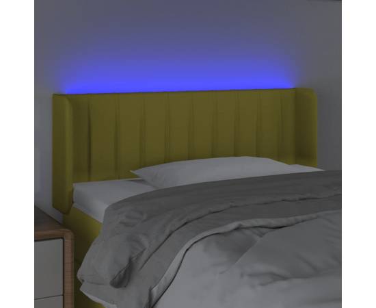 Tăblie de pat cu led, verde, 103x16x78/88 cm, textil, 4 image