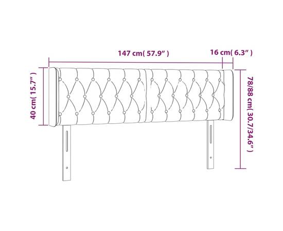 Tăblie de pat cu led, albastru, 147x16x78/88 cm, textil, 6 image