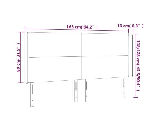 Tăblie de pat cu led, albastru, 163x16x118/128 cm, textil, 6 image