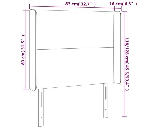 Tăblie de pat cu led, albastru, 83x16x118/128 cm, textil, 6 image