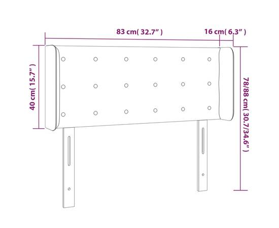 Tăblie de pat cu led, albastru, 83x16x78/88 cm, textil, 6 image