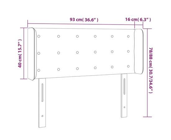 Tăblie de pat cu led, albastru, 93x16x78/88 cm, textil, 6 image