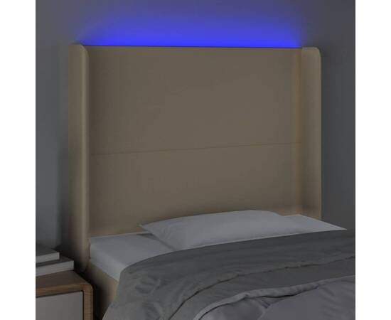 Tăblie de pat cu led, crem, 93x16x118/128 cm, textil, 4 image