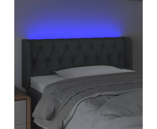 Tăblie de pat cu led, gri închis, 103x16x78/88 cm, textil, 4 image