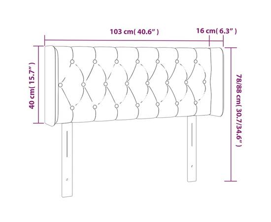 Tăblie de pat cu led, gri închis, 103x16x78/88 cm, textil, 6 image