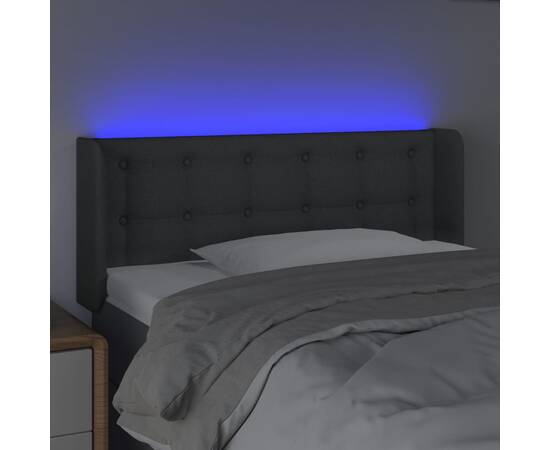 Tăblie de pat cu led, gri închis, 83x16x78/88 cm, textil, 4 image