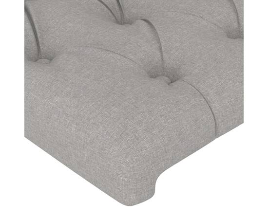 Tăblie de pat cu led, gri deschis, 147x16x78/88 cm, textil, 5 image