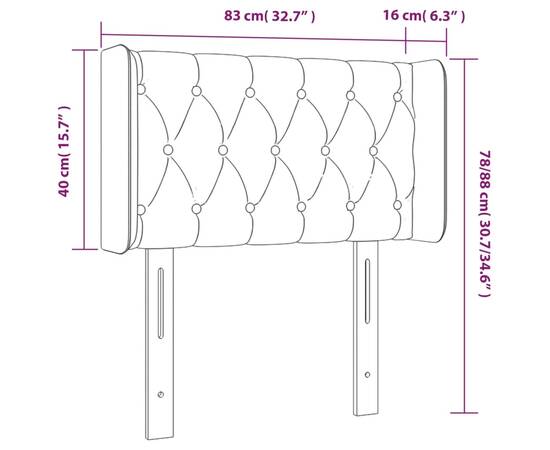 Tăblie de pat cu led, gri deschis, 83x16x78/88 cm, textil, 6 image