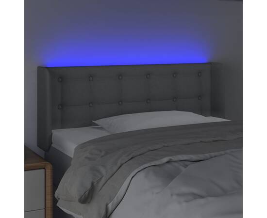Tăblie de pat cu led, gri deschis, 83x16x78/88 cm, textil, 4 image