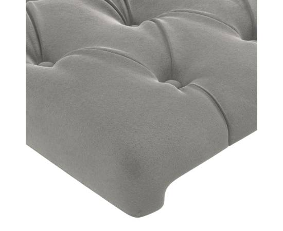 Tăblie de pat cu led, gri deschis, 93x16x78/88 cm, catifea, 5 image